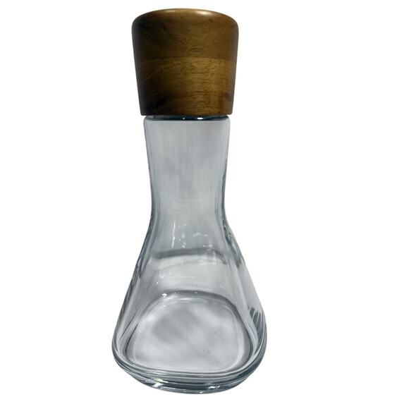 Nambe Curved Glass Decanter with Wood Stopper 10” NWOB - Picture 1 of 10
